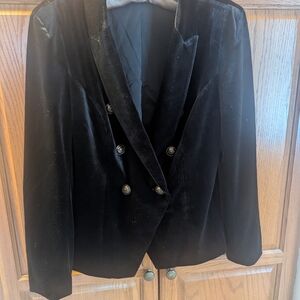 VENUS Black Velvet Women's Double Breasted Blazer